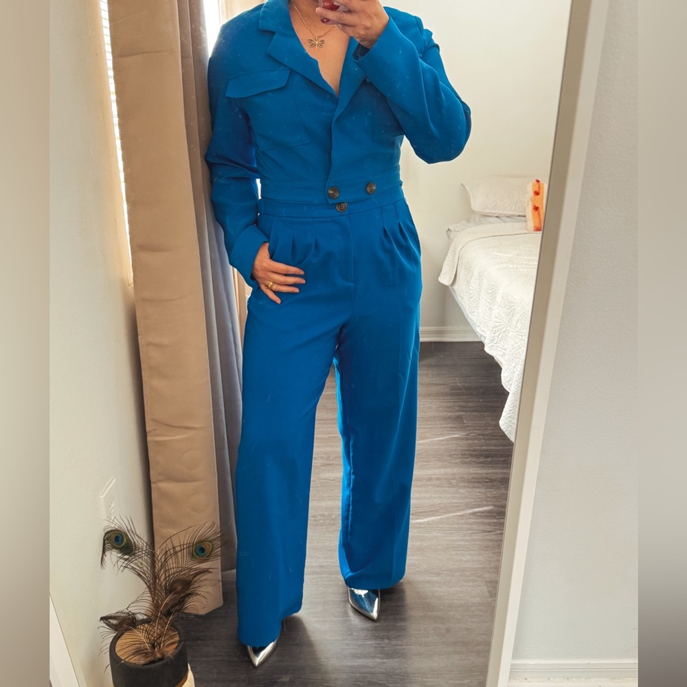 Love Tree Blue Trousers Wide-Leg Style size L